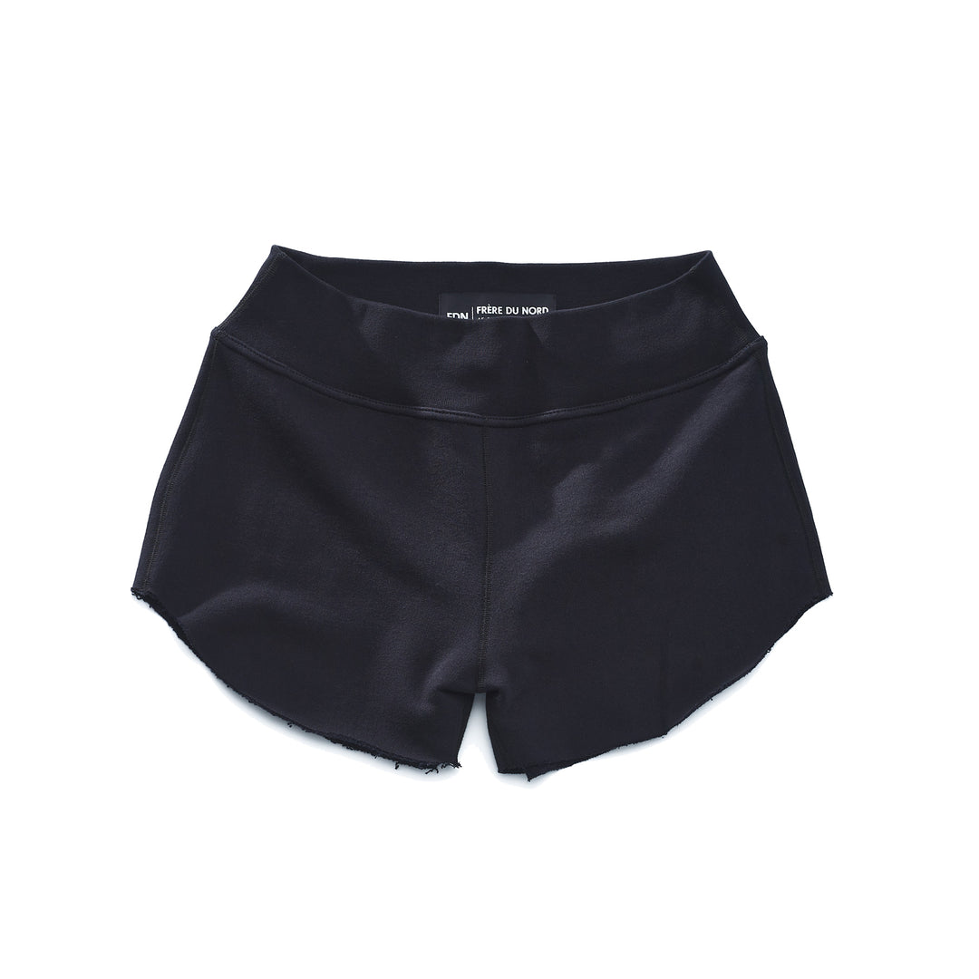 Black pajama shorts on a white background