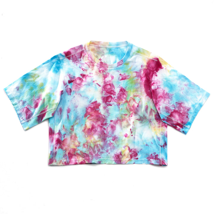 Rainbow ice dye tye die crop tshirt