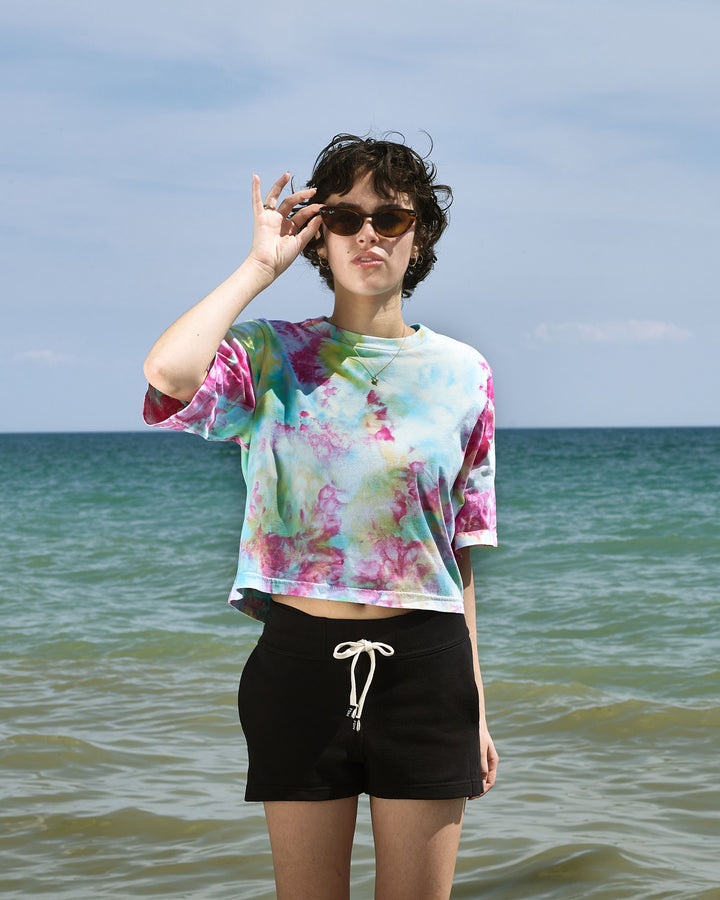 RAINBOW ICE DYE CROP TEE