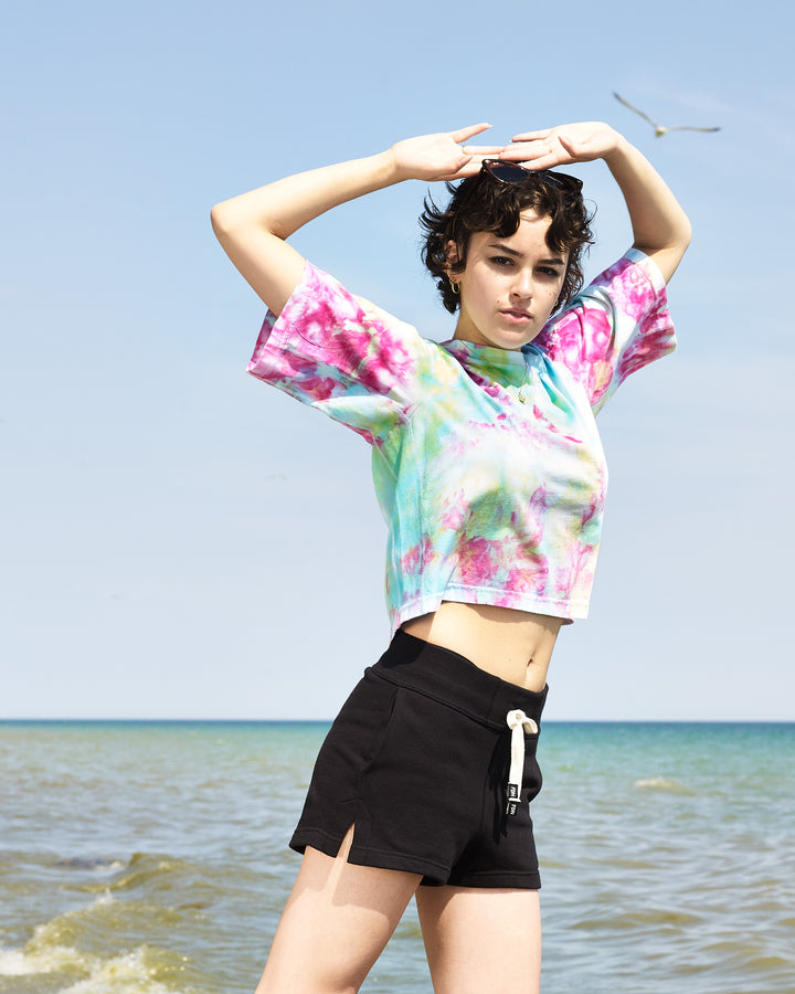 RAINBOW ICE DYE CROP TEE