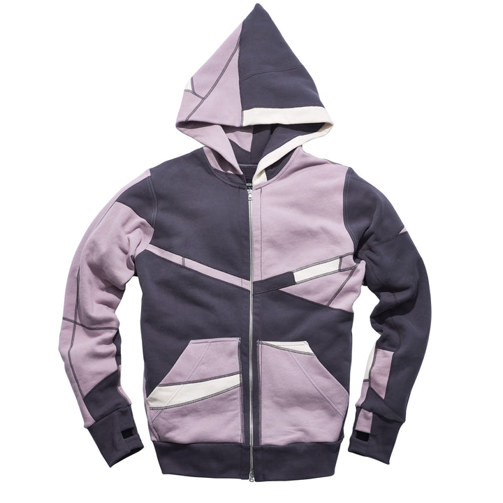 UPCYCLED TRI-COLOUR PUNK ZIP HOODIE