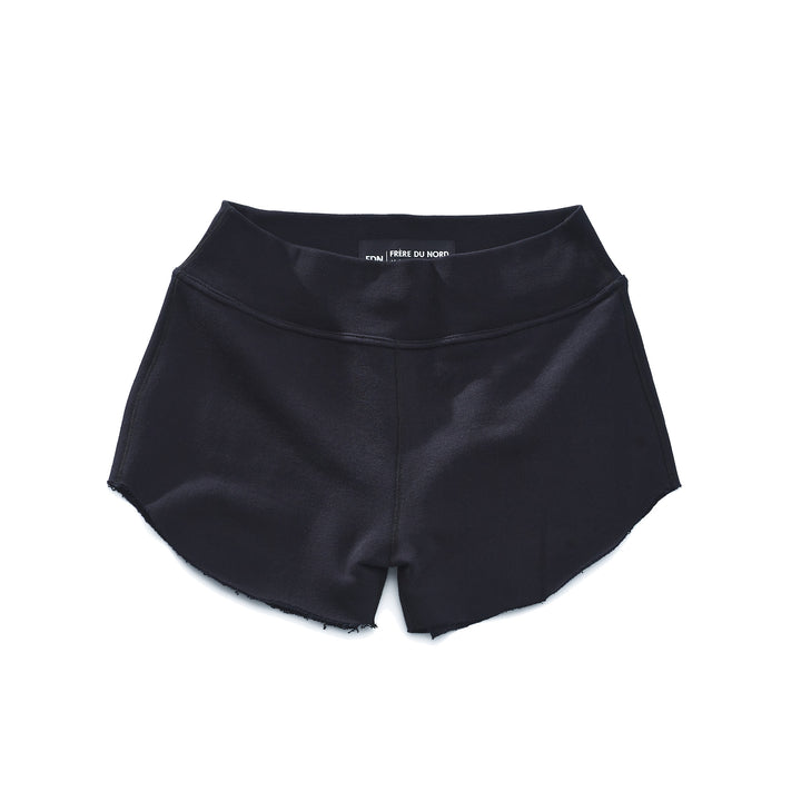 Black pajama shorts on a white background