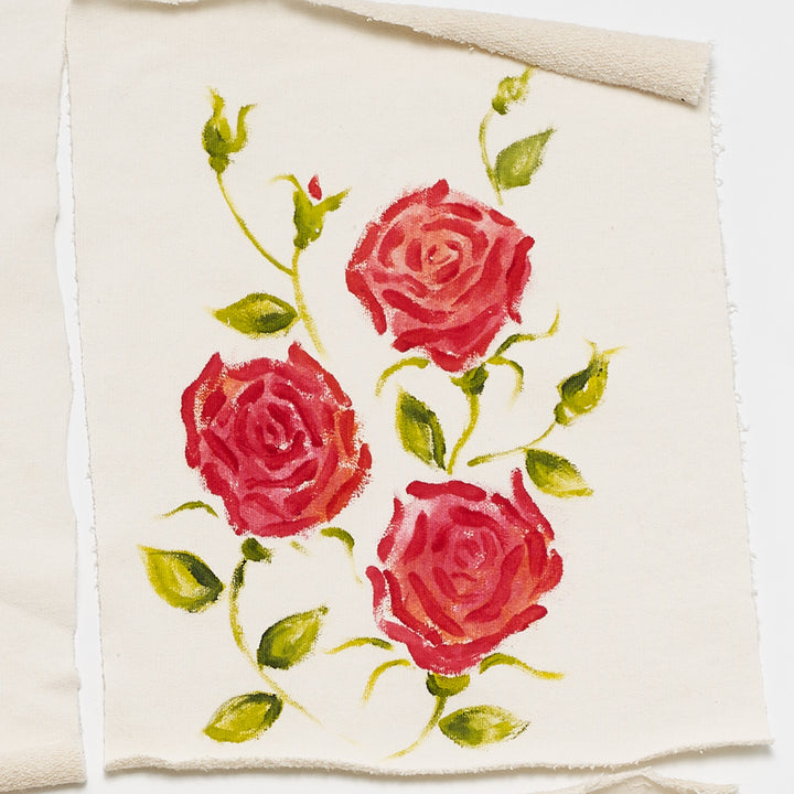 HAND PAINTED ROSE PATCHWORK CREW