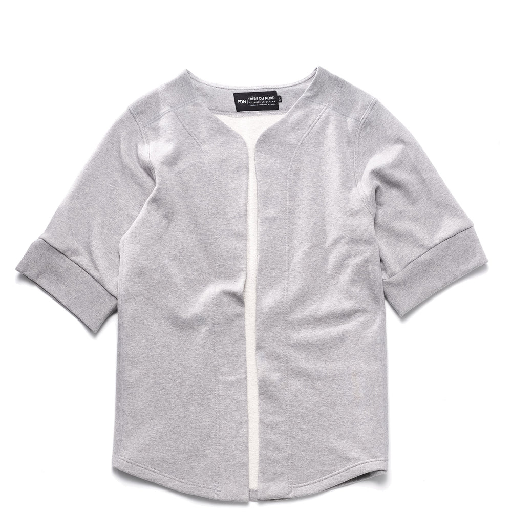 Baseball Jersey in Heather Grey, front view, laid flat