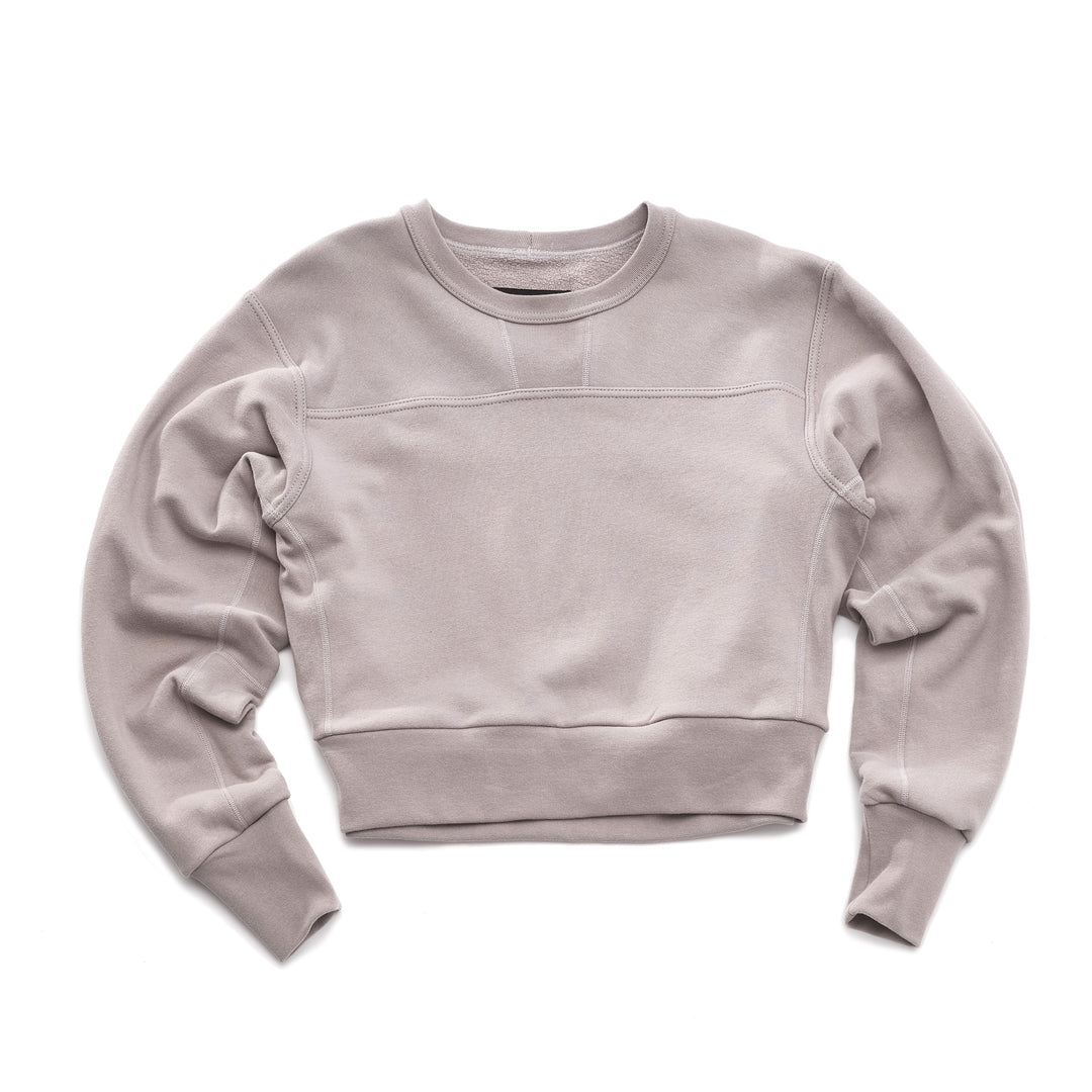 Grey cropped sweatshirt on a white background