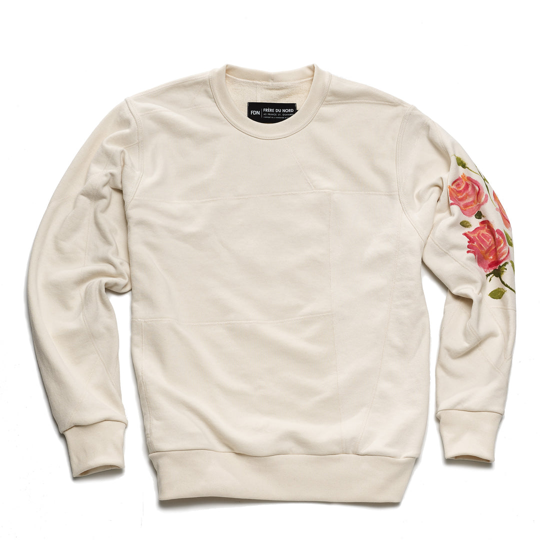 FLORAL HAND PAINTED PATCHWORK CREW