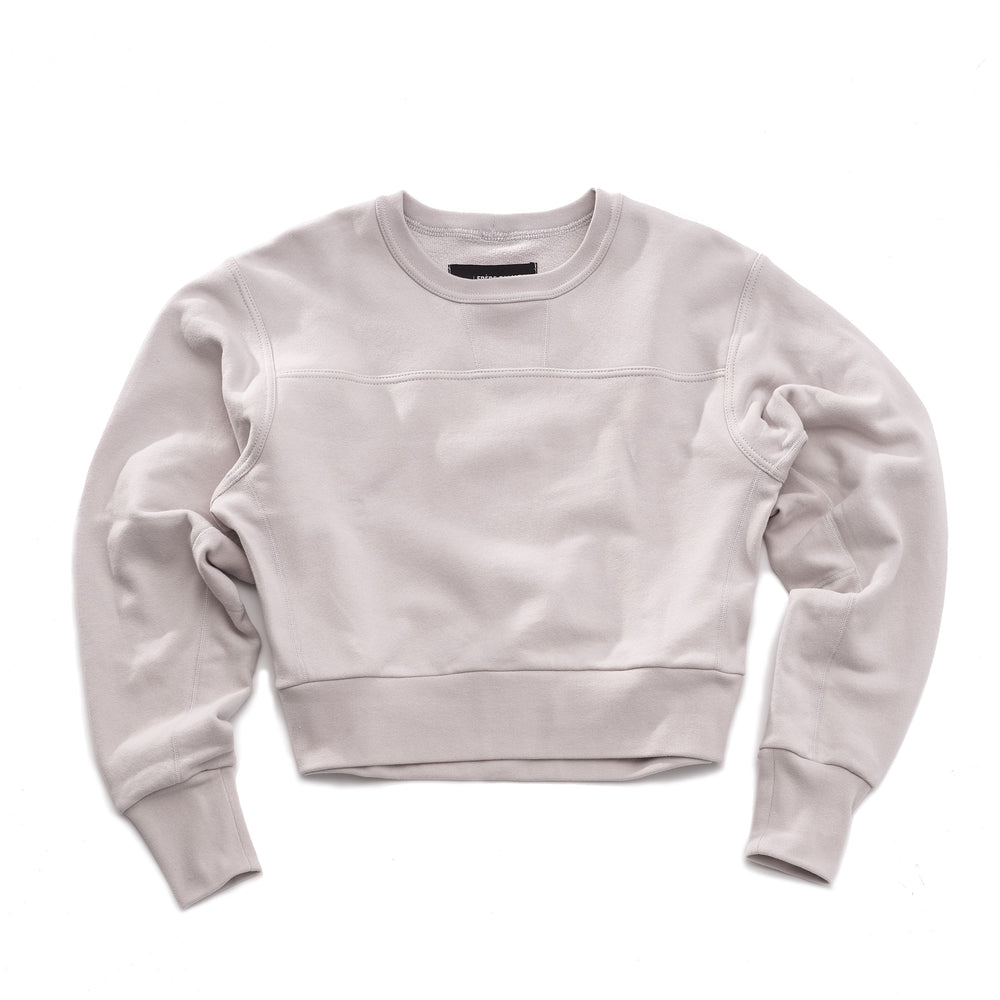 Light grey cropped sweatshirt on a white background