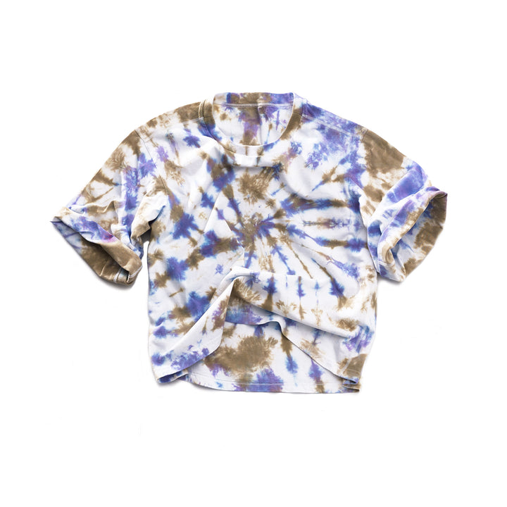 ULTRAVIOLET & KHAKI TIE-DYE CROP TEE