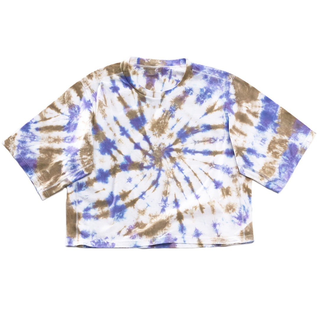 ULTRAVIOLET & KHAKI TIE-DYE CROP TEE