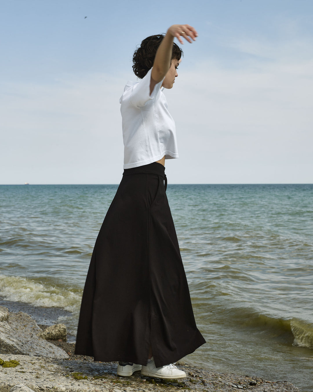 BLACK JERSEY FLARE SKIRT - Made in Canada - 100% Cotton FRRE DU NORD BLACK JERSEY FLARE SKIRT - Made in Canada - 100% Cotton FRRE DU NORD
