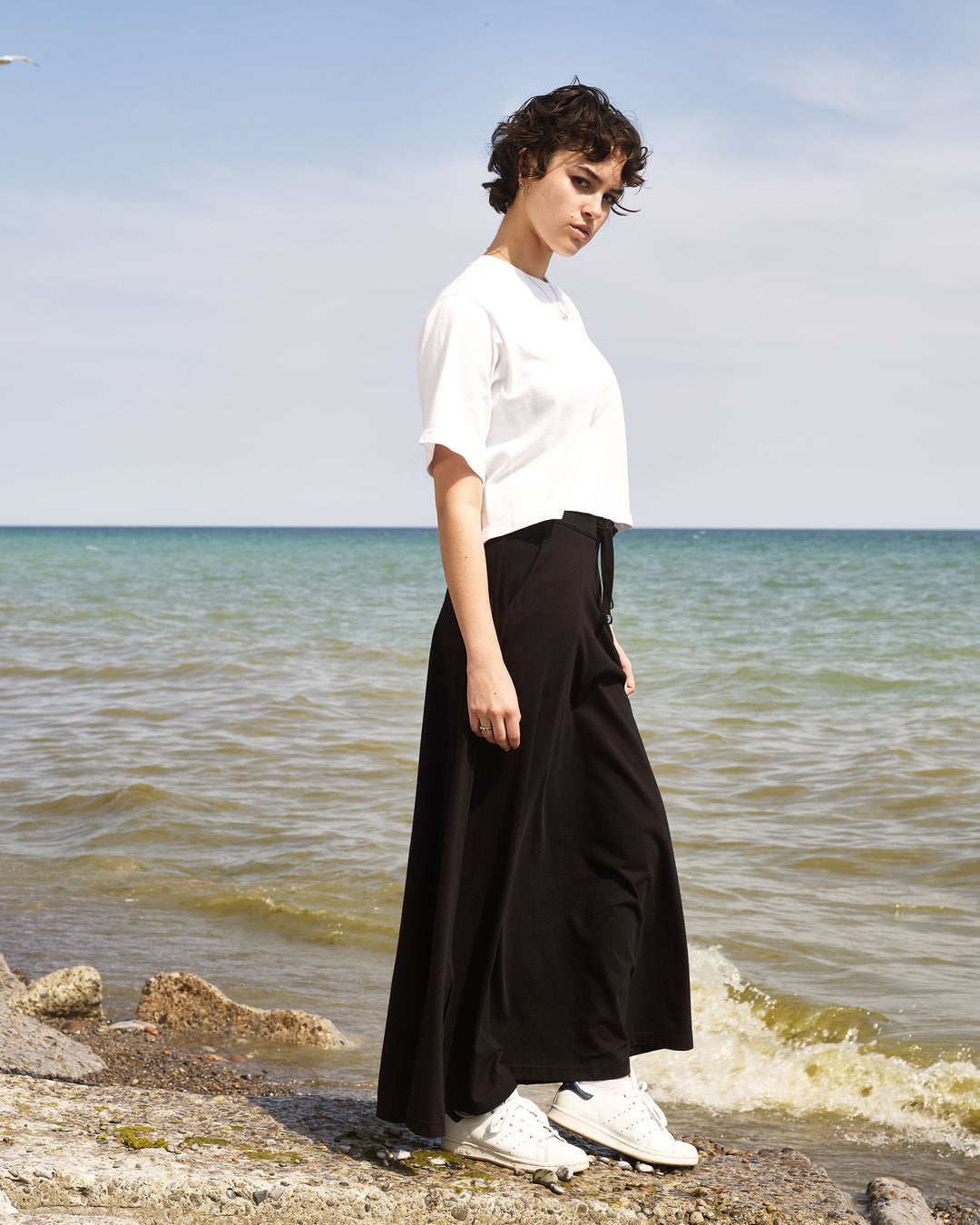 BLACK JERSEY FLARE SKIRT - Made in Canada - 100% Cotton FRRE DU NORD BLACK JERSEY FLARE SKIRT - Made in Canada - 100% Cotton FRRE DU NORD