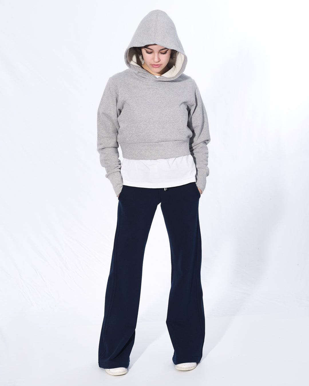 FLARED PANTS WITH ASYMETRICAL OPENING IN COTTON – LGN LOUIS