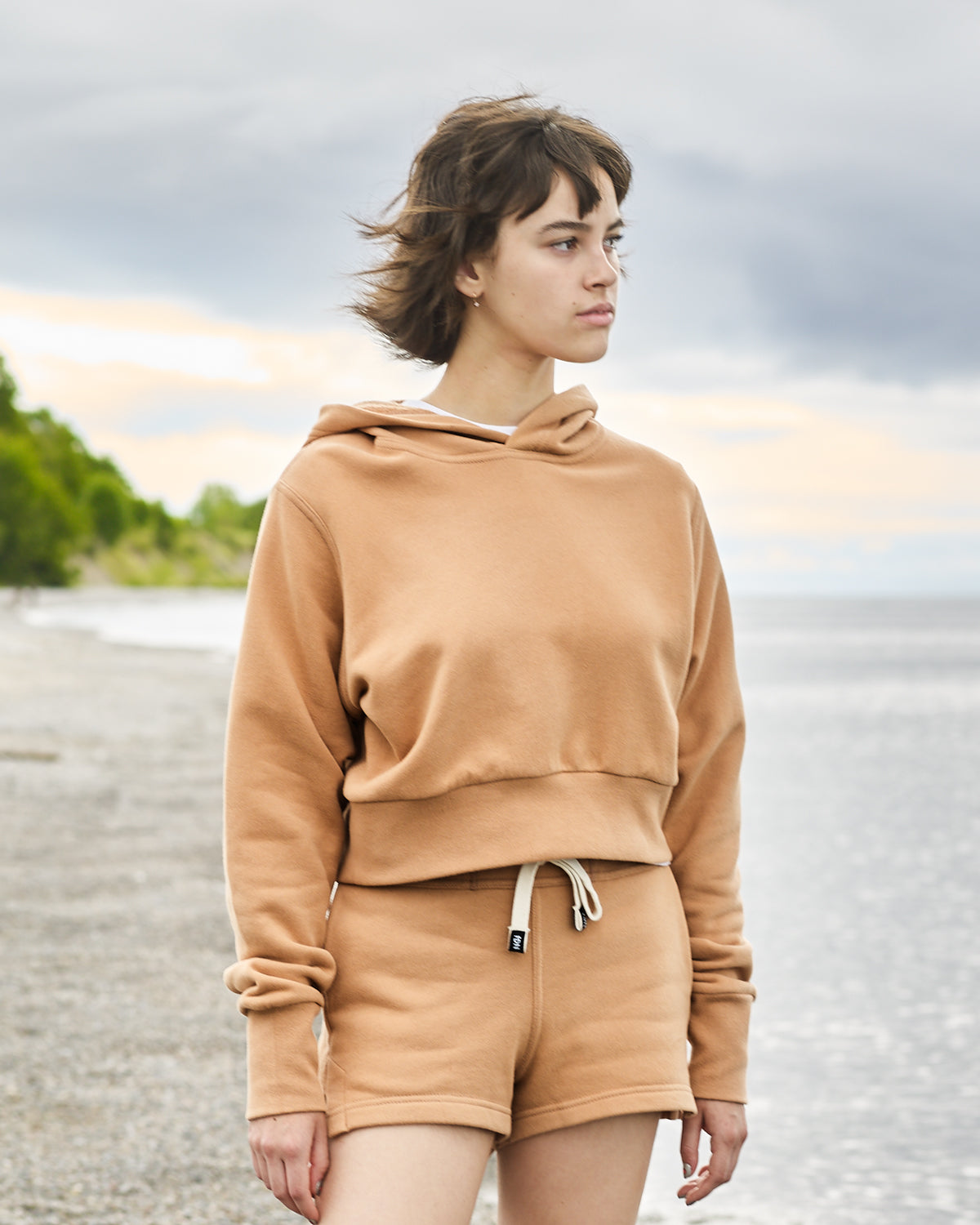 Shoulder store cropped hoodie